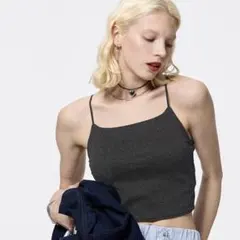 GU ブラフィールクロップドラメキャミソール　M ブラトップ　黒　ブラック