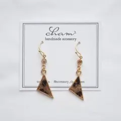 (No.106) レオパード ジルコニア ハンドメイドピアス イヤリング