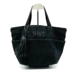 SHIPS シップス キャンバストートバッグ 黒 タッセル 舟形 ハンドバッグのサムネイル