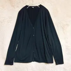 【美品】無地 Vネック カーディガン ブラックのサムネイル