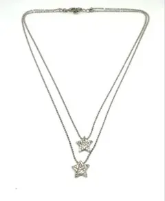 綺麗め♡ 星モチーフ 2連 星 ネックレス シルバー クリスタル 可愛い スター