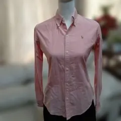 ラルフローレン、ピンク ボタンダウンシャツ ポロ刺繍