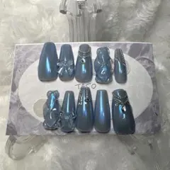 Ｎｏ．10【現品/即購入可】ブルーリボンネイル｜韓国 ワンホン 量産