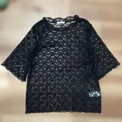 レース半袖シアートップス M