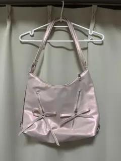 ピンク ショルダーバッグ リボン付き
