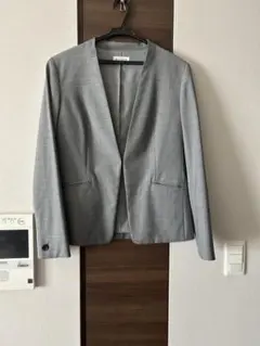 【PLST】ノーカラージャケット グレー