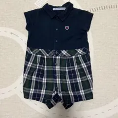 ロンパース ネイビー チェック柄 70サイズ　ファミリア　familiar