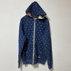 BILLABONG ネイビー ドット柄 フルジップパーカー Mサイズ　メンズ