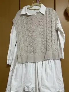 【セットアップ】ケーブルベスト＋ブラウス/SET INGNI