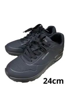 美品 スケッチャーズ UNO エアクッション スニーカー 黒 24cm 厚底