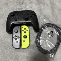 Nintendo Switch プロコントローラー 黒と黄ジョイコン ジャンク品