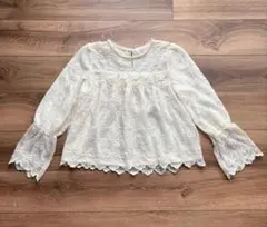 NICE CLAUP ナイスクラップ　刺繍レースブラウス 長袖