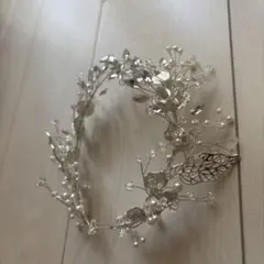 ウェディングヘッドドレス シルバー