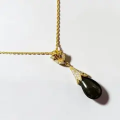 NINA RICCI ニナリッチ ネックレス ゴールド 黒 ドロップ 雫 しずく