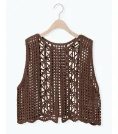 sm2 テープベスト ブラウン レース編み サマンサモスモス 2way