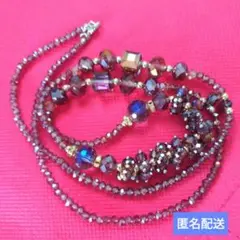 ブラウン系ビーズロングネックレス