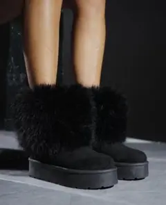 厚底ファーショートブーツ