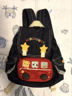 MIKIHOUSE デニムリュック 動物刺繍付き