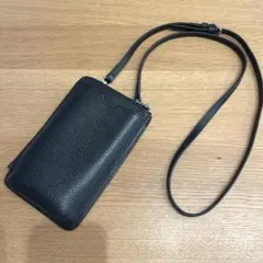 Bona Sieg ボナジーク　レザースマホショルダーバッグ ブラック