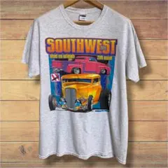NSRA ホットロッド 両面プリント Tシャツ L相当 ギルダン 杢グレー