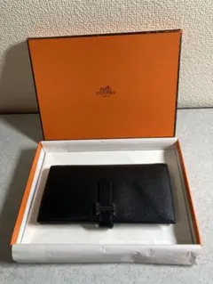 極美品】HERMES ベアン スフレ エプソン ネイビー 長財布 箱、袋付き 【極美品】HERMES ベアン スフレ エプソン ネイビー 長財布 箱、袋付き