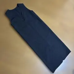 GRL Vネックノースリーブ ロングワンピース 黒　Fサイズ　両サイドポケット