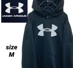 under armor アンダーアーマー　パーカー　刺繍 ロゴ 黒 ビッグロゴ