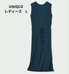 新品　オケージョンにも　上品高見え　ユニクロ　プリーツワンピース　ネイビー