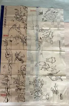 手ぬぐい まとめ売り ミッフィー スヌーピー 鳥獣戯画 水通しのみの未使用品のサムネイル