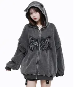 REFLEM/レフレム』顔料加工メッシュZIPフーディー/ジップパーカー 白
