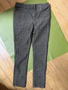 ハウンドトゥース柄 スキニーパンツ グレー系