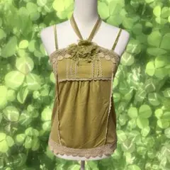 axes femme 森ガール 姫系 レース ホルターネック キャミソール 黄色のサムネイル