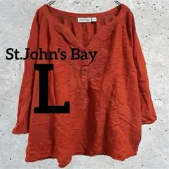 セントジョンズベイ 美品【L】刺繍 ビスコース混 ブラウス ゆったり 赤