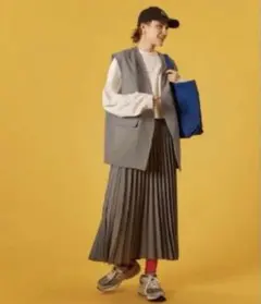 美品★Shinzone 23SS ロング プリーツ スカート 34 グレー