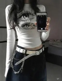 SHEIN アイパターン 長袖Tシャツのサムネイル