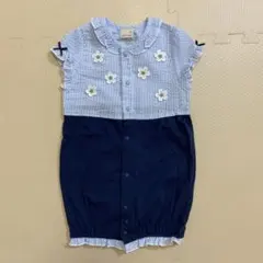 美品　プティマイン　半袖　2wayオール　カバーオール　ロンパース　花モチーフ