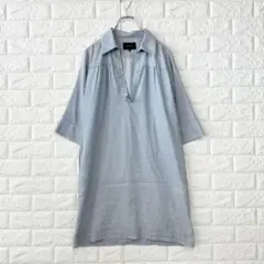 シップス/M/青/スキッパーシャツワンピース/七分袖/ミディ丈/春夏/カジュアルのサムネイル