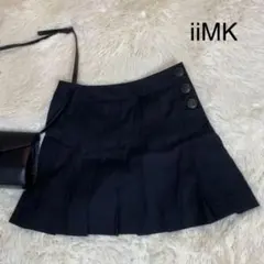 E2560【超美品】iimk 黒ミニスカート大人目綺麗なプリーツフレアスカートのサムネイル