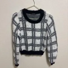 BELIEVE チェック柄 クロップドニット