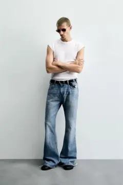 ZARA フレアフィットジーンズ EU42(JP32) ミディアムブルー