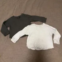 長袖カットソー 2点セット 黒と青灰/グレー