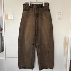 【完売商品】GU バレルレッグジーンズ brown L