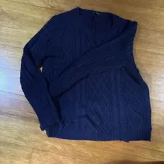 Heart Island ネイビー ケーブル編み セーター