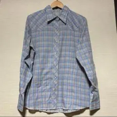 70's wrangler レディース　ウエスタンシャツ　ラングラー　青チェック