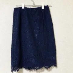 NATURAL BEAUTY BASICネイビー レース タイトスカート S
