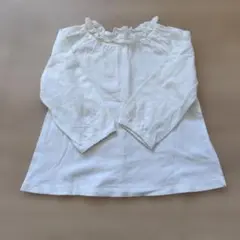 ユニクロ　ホワイトコットンフリルシャツ（長袖）90cm