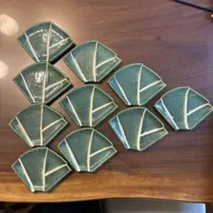 緑色の皿/10、枚セット