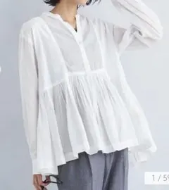 green label relaxing/全方位映えブラウス　白