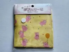 ダブルガーゼ生地 ピンクの豚柄 30cm x 35cm【25】