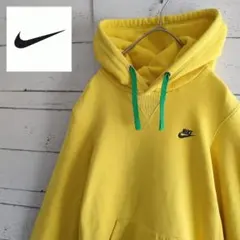 【00s】ナイキ　パーカー　刺繍ロゴ　希少　　訳あり　スウェット　イエロー